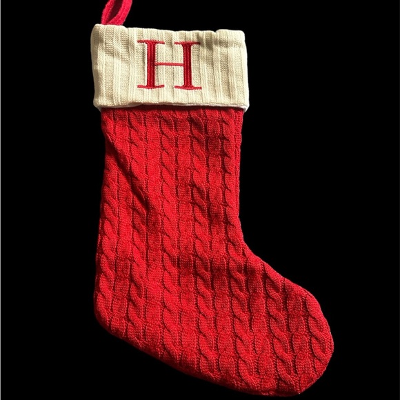 Santa Red Knitted Christmas Sock Initial “H” Brand New - Picture 2 of 4